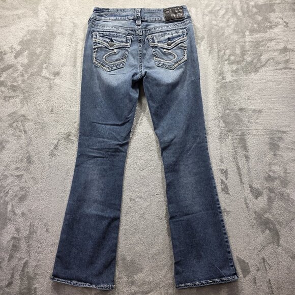 Silver Jeans Suki Mid Boot Jeans Womens 28 Blue Fluid Denim Stretch Bootcut - Picture 2 of 11